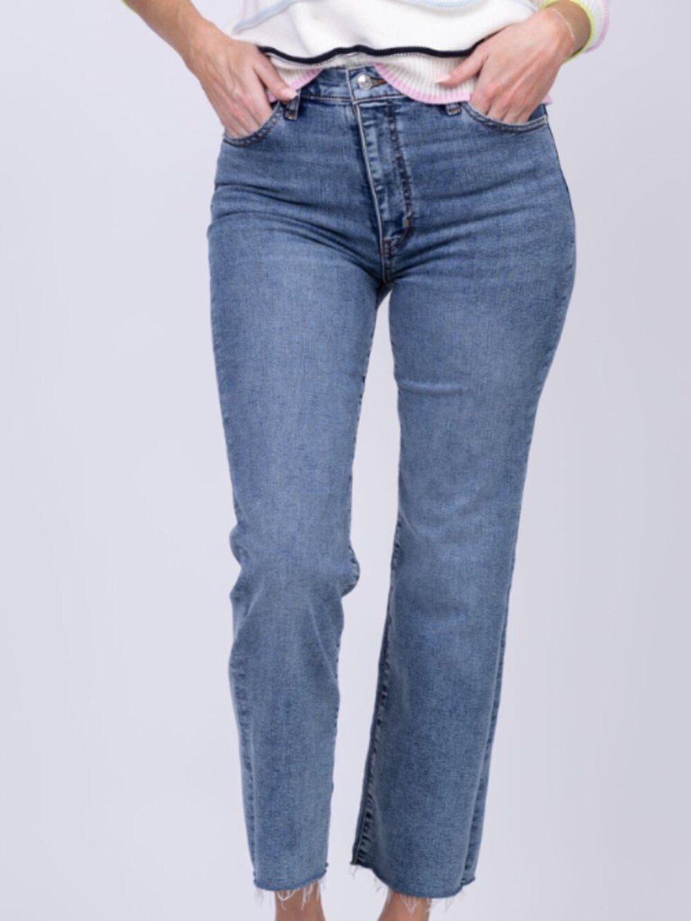 Frame Le Sleek Straight in Rowley Raw Fray
